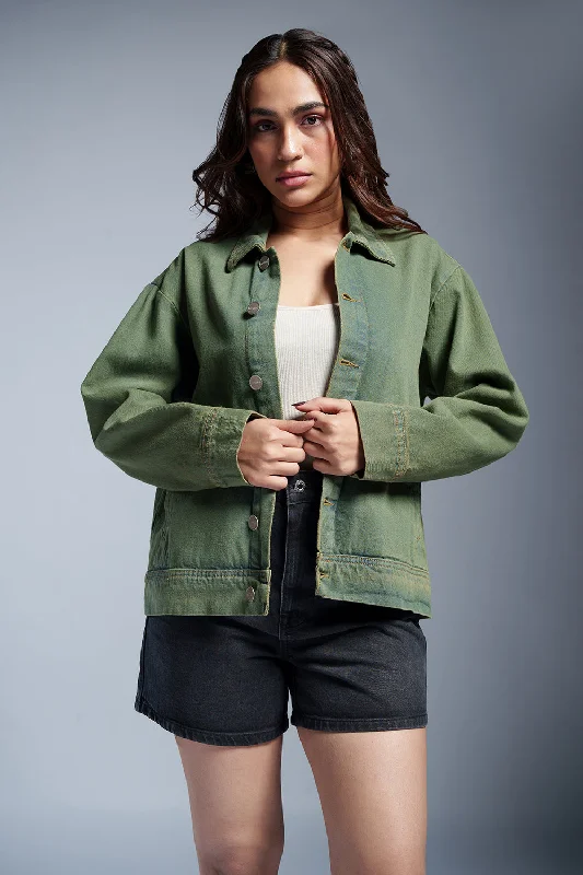 Mossy Mint Denim Jacket Women's casual jackets