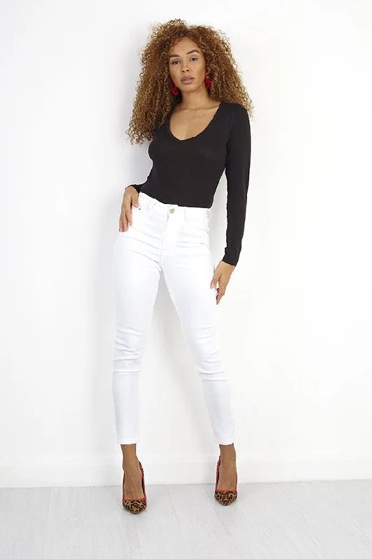 WHITE DENIM SKINNY FITTED JEANS