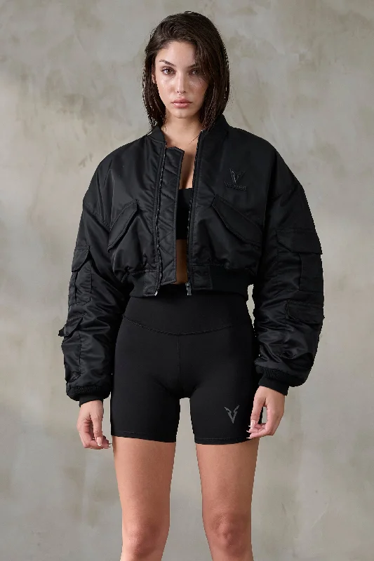 V_FLYTE BOXY BOMBER JACKET - Black Women's mid-range jackets