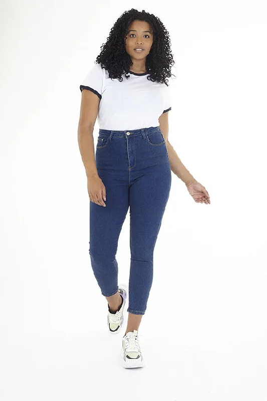 PLUS SIZE PLAIN BLUE SKINNY FITTED JEANS