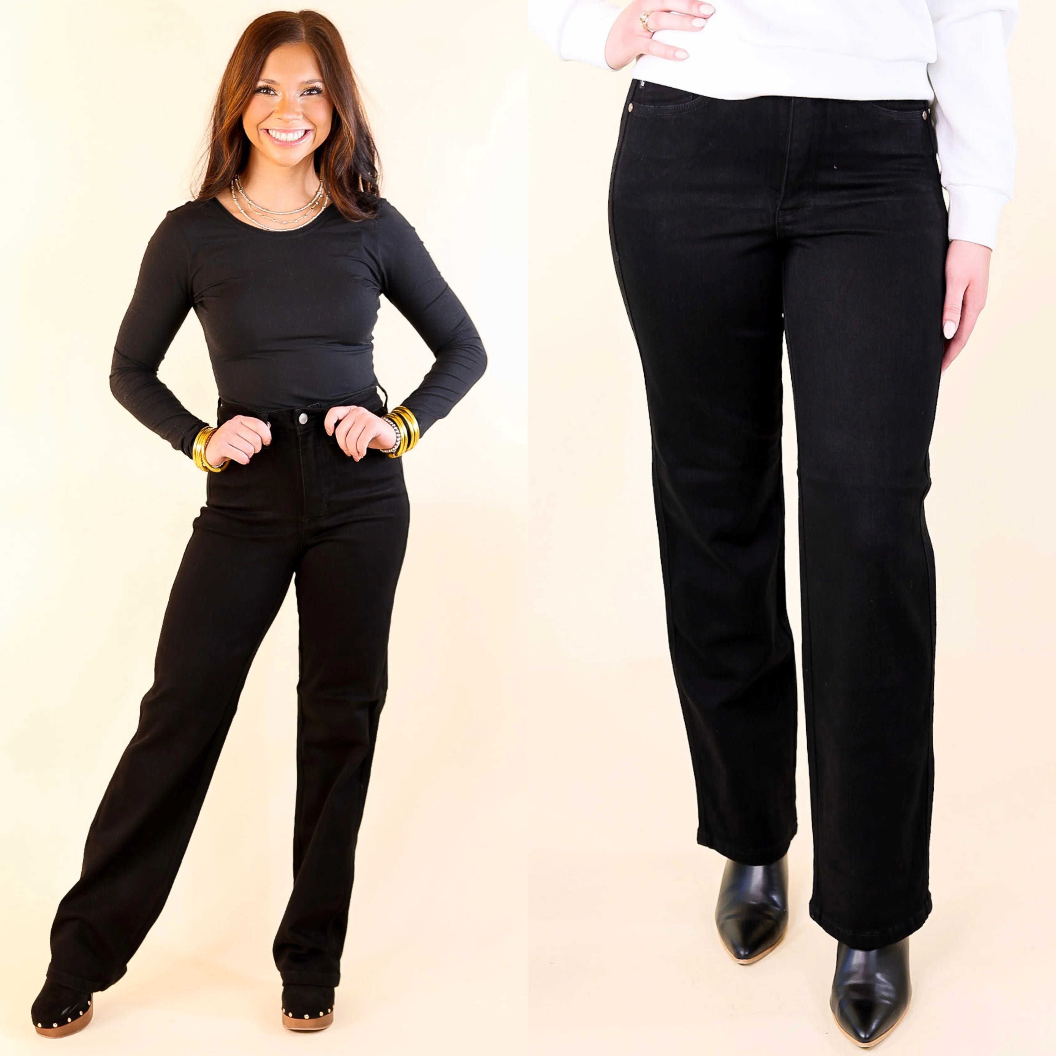 HIGH WAIST TUMMY CONTROL CLASSIC STRAIGHT - BLACK