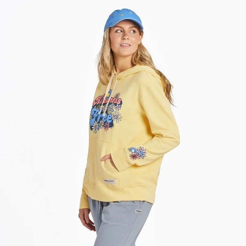 Life is Good Women's Kindness is Free Simply True Fleece Hooded Tee, Sandy Yellow Warm Hoodie Sweatshirt