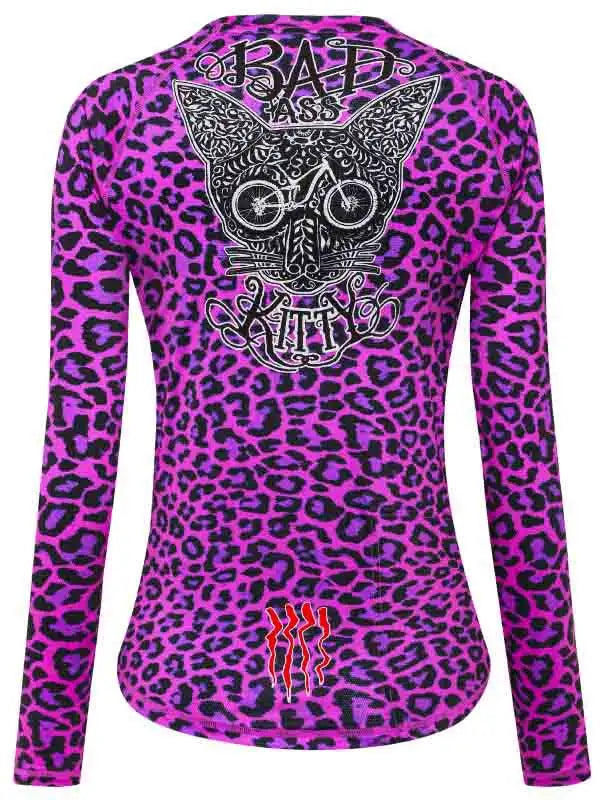 Badass Kitty Women's Long Sleeve MTB Jersey Hooded Sweatshirt for Women