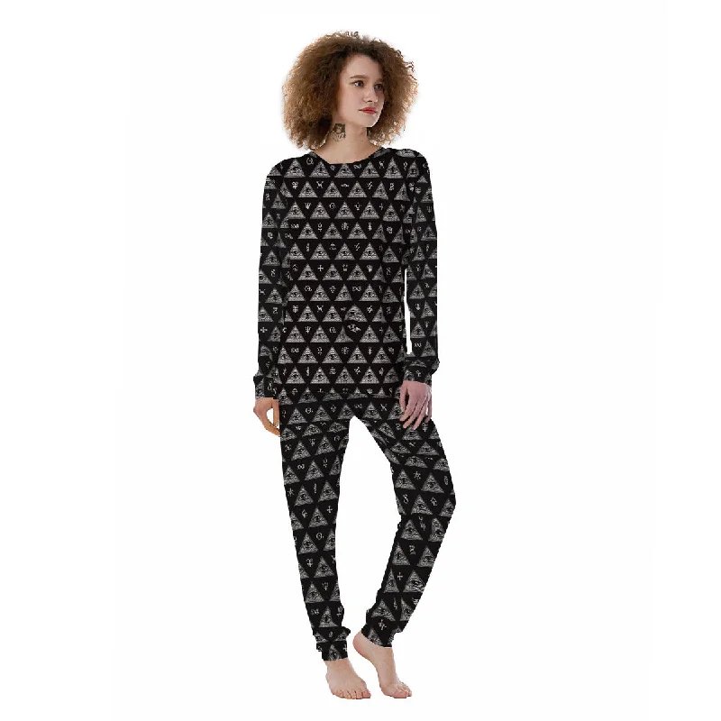 Pattern Masonic Eye Print Women's Pajamas Hoodie pajama sets