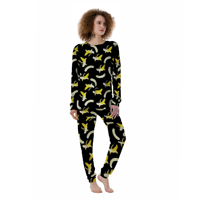 Peeled  Banana Print Pattern Women's Pajamas Cute pajama sets