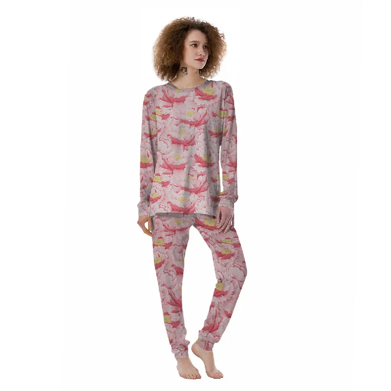 Peony Japanese Print Women's Pajamas Velvet pajama sets