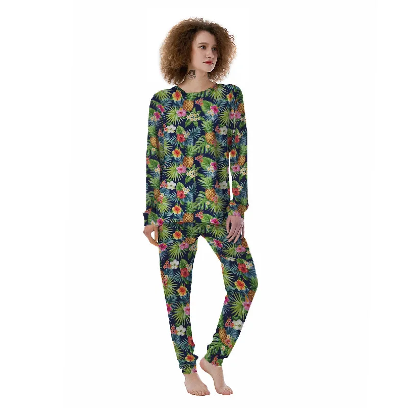 Pineapple Palm Leaf Print Pattern Women's Pajamas Best pajama sets for relaxing weekends