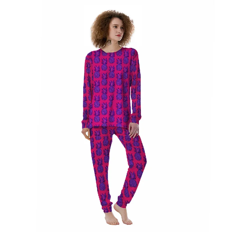 Pineapple Purple Print Pattern Women's Pajamas Best-value pajama sets