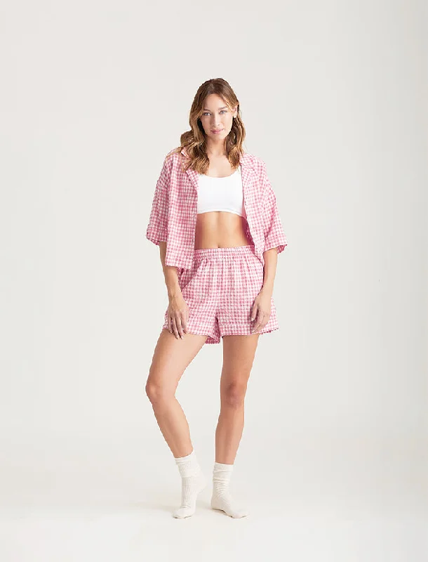 Seersucker Gingham Boxer PJ Set Family matching pajama sets