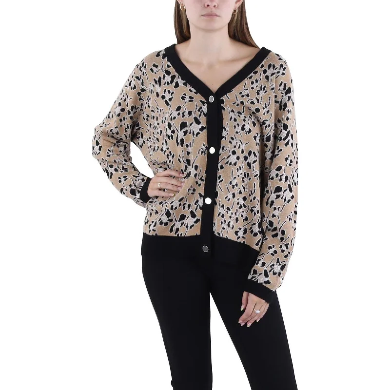 Plus Womens Floral Print Button Down Cardigan Sweater Cropped sweaters