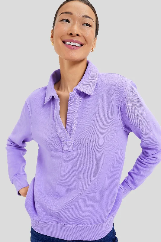 Freesia Polo Popover Sweatshirt Travel-friendly sweaters