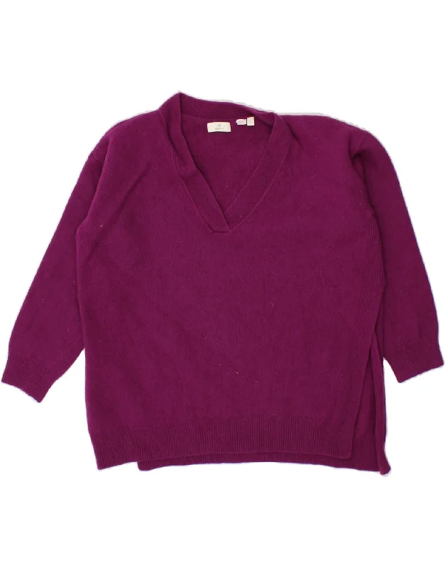 GANT Womens V-Neck Jumper Sweater UK 16 Large Purple Wool Levi's sweaters