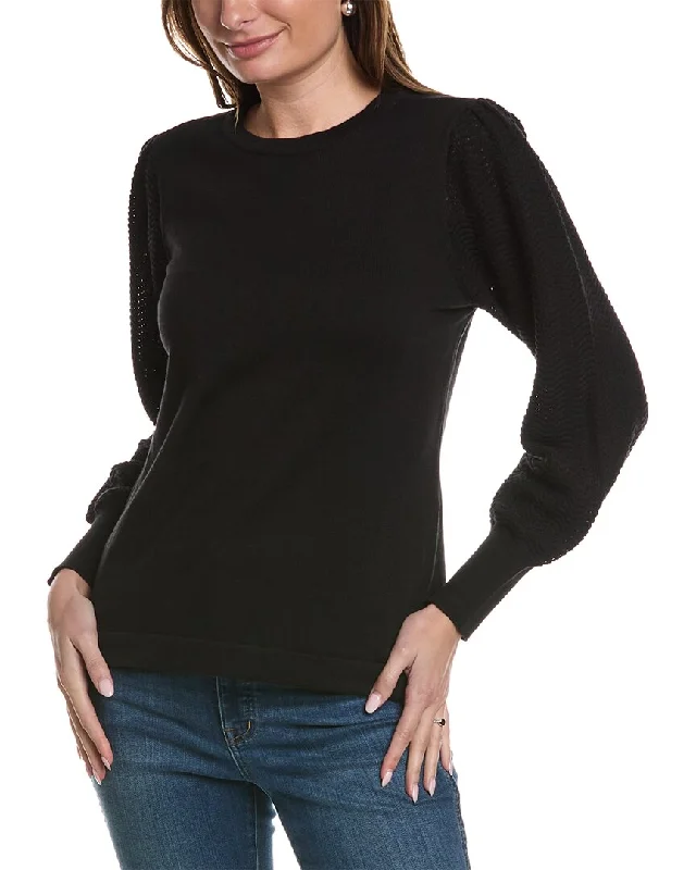 Jones New York Stitch Sleeve Sweater Crewneck sweaters