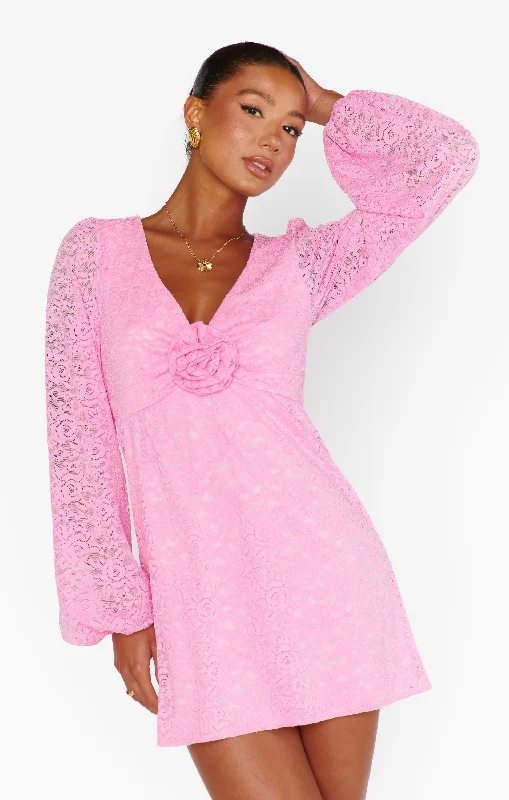 Rosetta Mini Dress ~ Pink Lovely Lace Best mini dresses for hourglass body shape