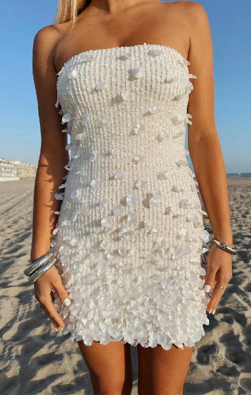 Savvy Tube Dress ~ Shiny Shell Embellishment Tiered mini dresses