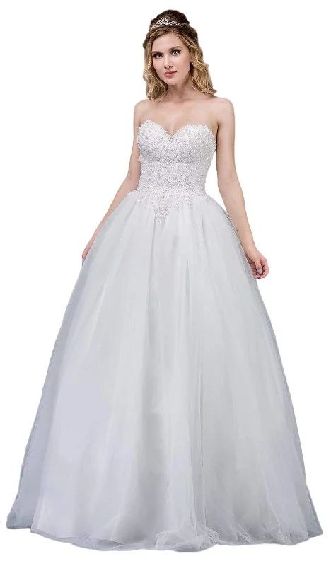 Dancing Queen Bridal - 65 Embellished Strapless Sweetheart Ballgown Elegant Satin Dress