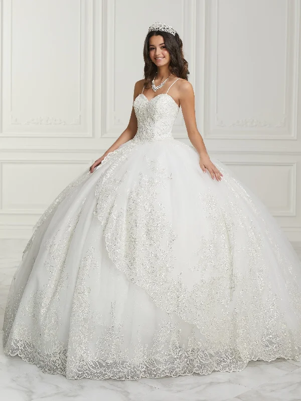 Floral Glitter Quinceanera Dress by House of Wu 26985 Classic Lace Gown