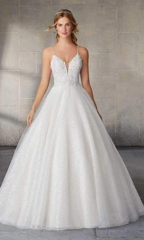 Mori Lee Bridal - 2145L Starlet Crystal Beaded Bodice Glitter Net Gown Beaded Wedding Gown