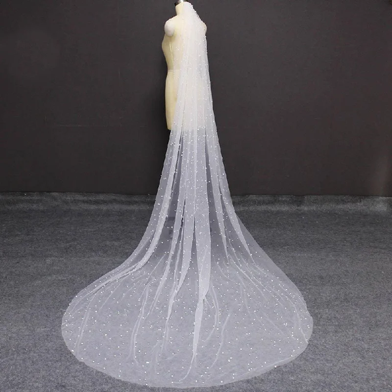 One Layer 3M Bridal Veil Floral Wedding Gown