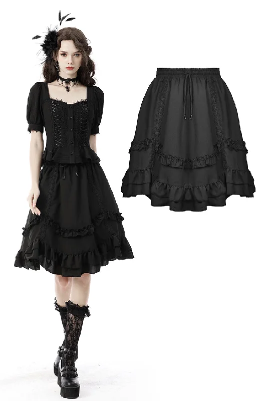 Black lolita frilly petticoat skirt KW224 Elegant unclassified skirts