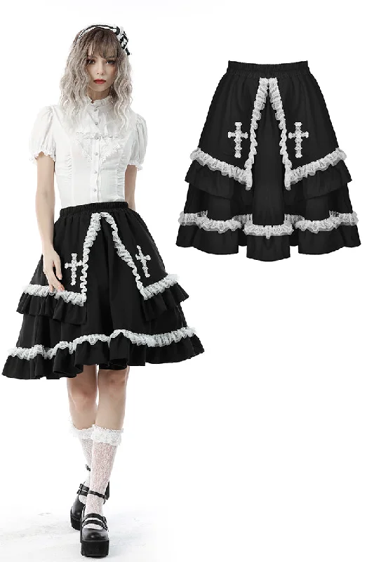 Black lolita white ruffle doll skirt KW223 Popular unclassified skirts