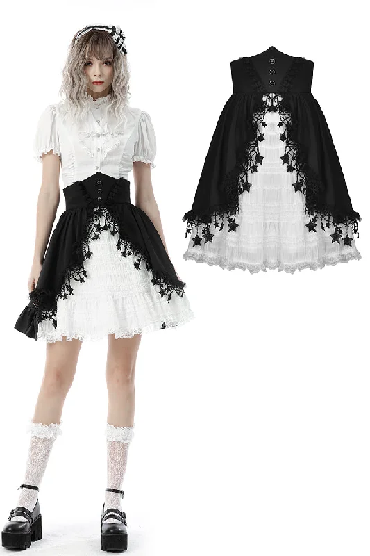 Black white lolita frilly star high waist skirt KW221 Winter unclassified skirts