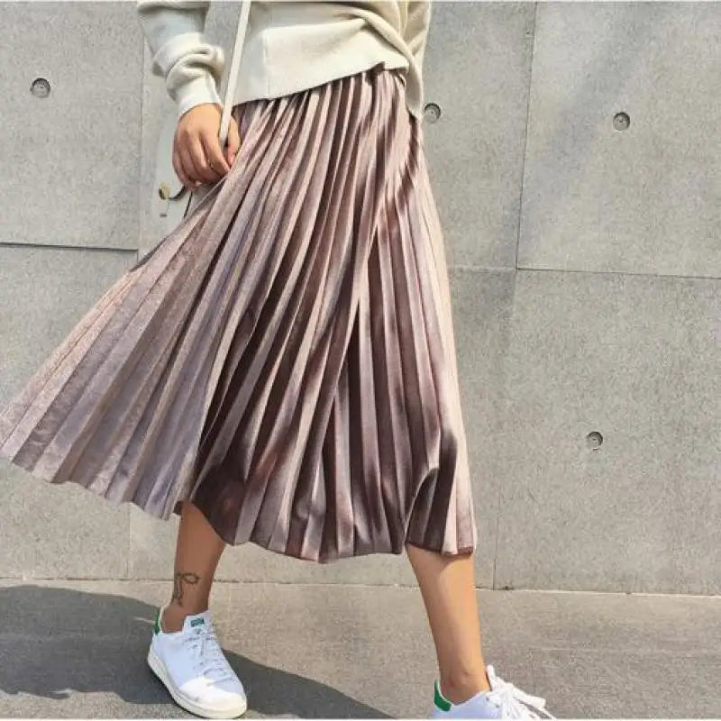 Autumn High Waisted Skinny Velvet Pleated Skirt Unique unclassified skirts