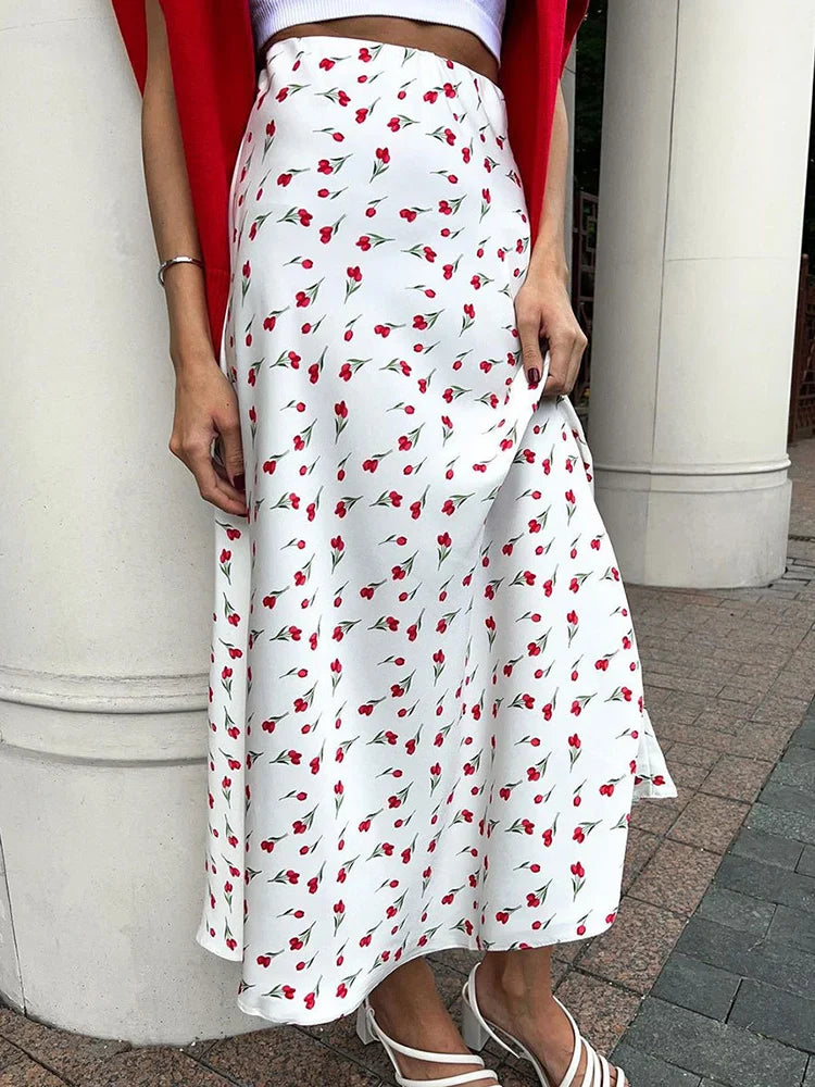 Cherry A-shaped Fish Tail Patchwork Skirt Discounted unclassified skirts