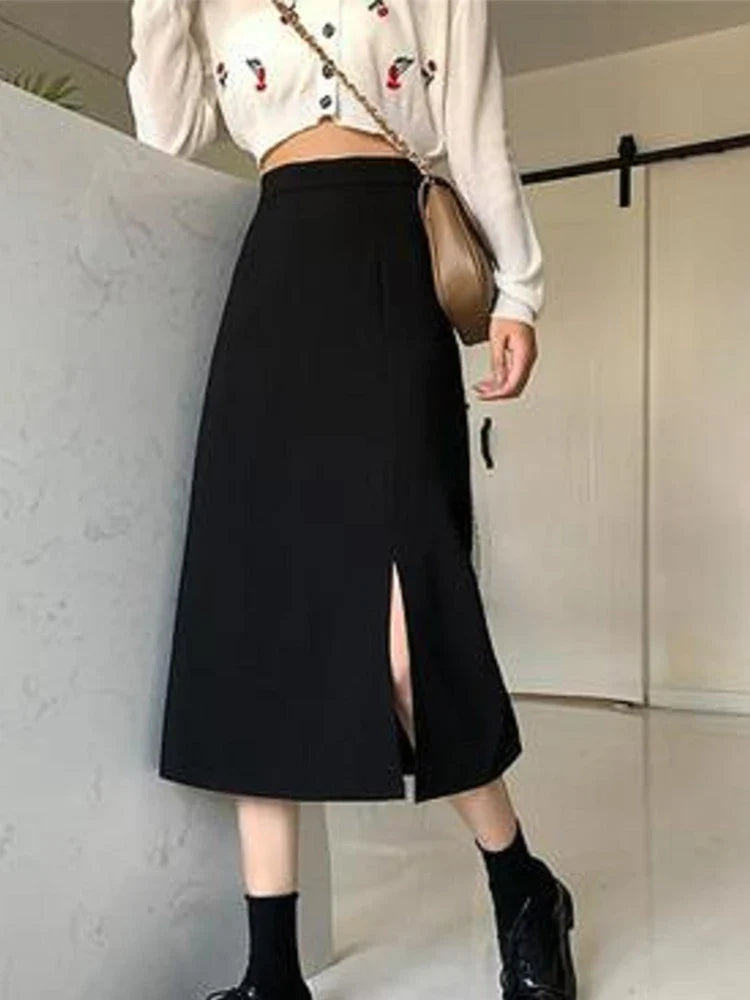 Mid-calf College A-line Korean Style Streetwear Skirt Trendy new unclassified skirts