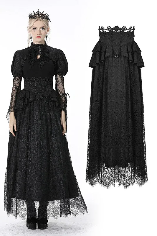 Gothic luxe court jacquard-lace empire waist skirt KW202 Slit unclassified skirts