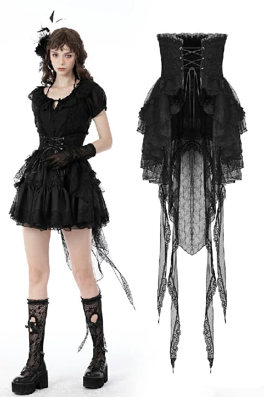 Gothic luxe lace tail high low tunic skirt KW242 Mesh unclassified skirts