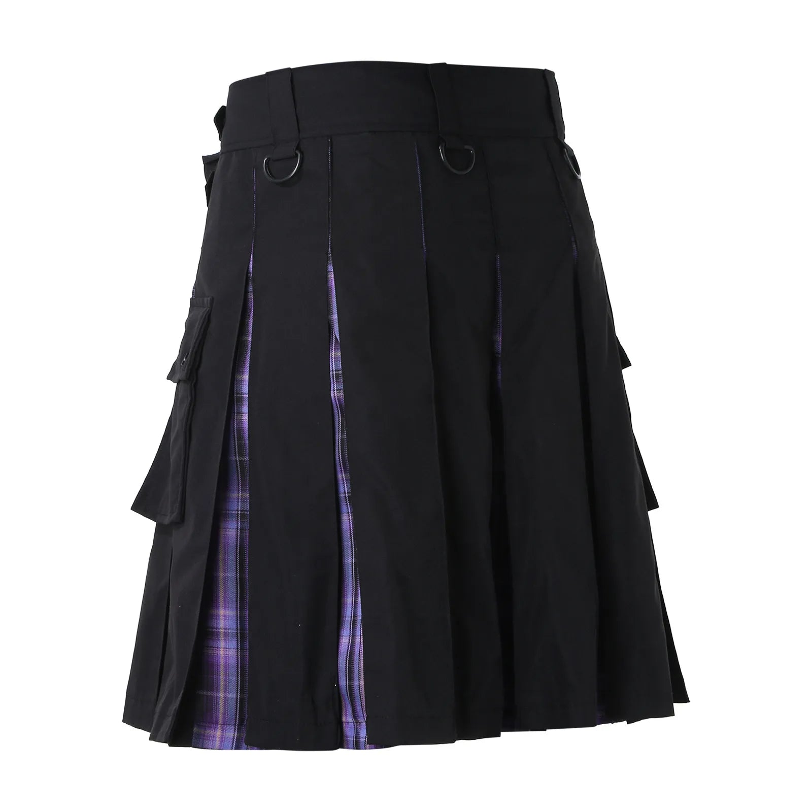 JuliaFashion - Scottish Mens Kilt Fashion Casual Retro Scottish Style Pocket Pleated Skirt Traditional Personality Kilts Check Pattern Skirts Dress Striped unclassified skirts