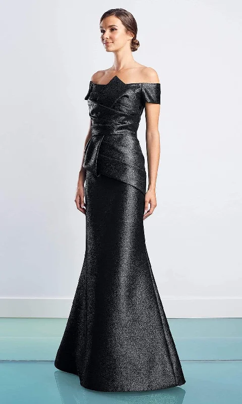 Alexander by Daymor - 1477 Off Shoulder Pleated Metallic Gown Fashion Nova party dresses