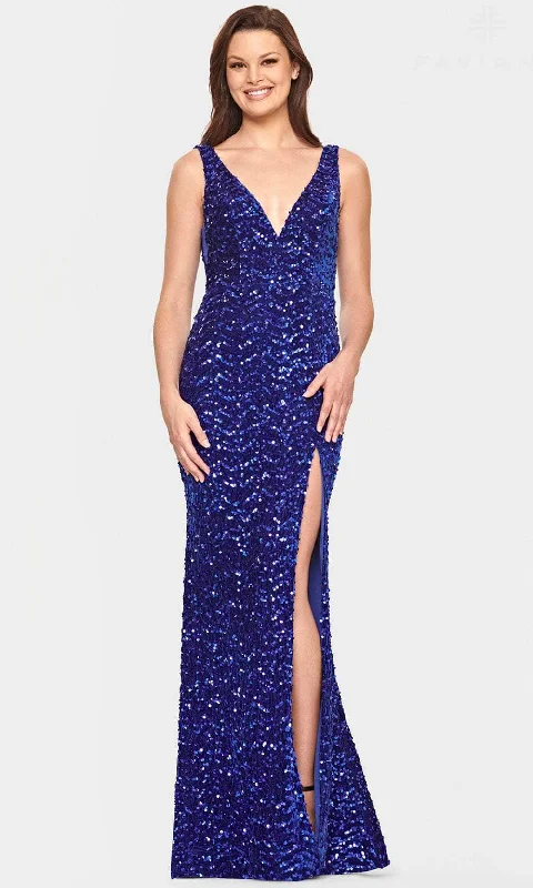 Faviana S10820 - Sequined V-Neck Evening Dress Flowy party dresses