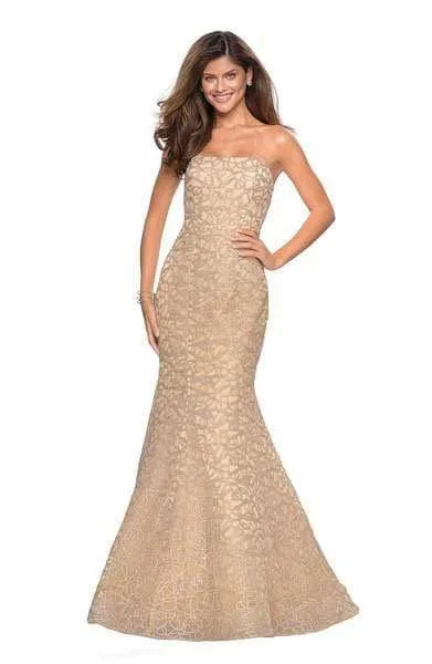 La Femme - 27267 Strapless Sweetheart Neck Metallic Lace Trumpet Gown Versatile party dresses for any occasion