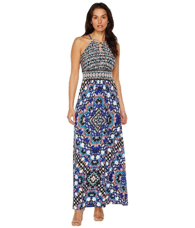 Maggy London T2658MNR Mixed Ikat Keyhole Cutout Halter Maxi Dress Zara maxi dresses