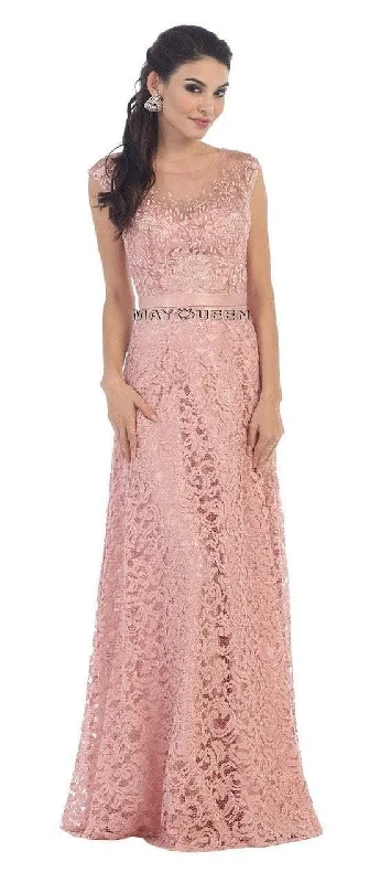 May Queen Embellished A-Line Long Dress in DustyRose MQ1219 Cheap maxi dresses