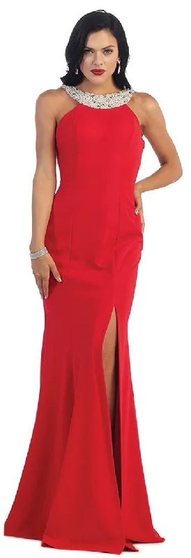 May Queen MQ1290 Open Back Long Dress  - 1 pc Red In Size 14 Available Boohoo maxi dresses