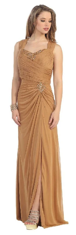 May Queen MQ843 Stunning Jeweled and Ruched Sweetheart Long A-line Dress Clubbing maxi dresses