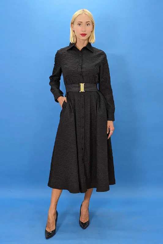 Long Sleeve Button Down Wrap Belt Popcorn Midi Dress ASOS midi dresses