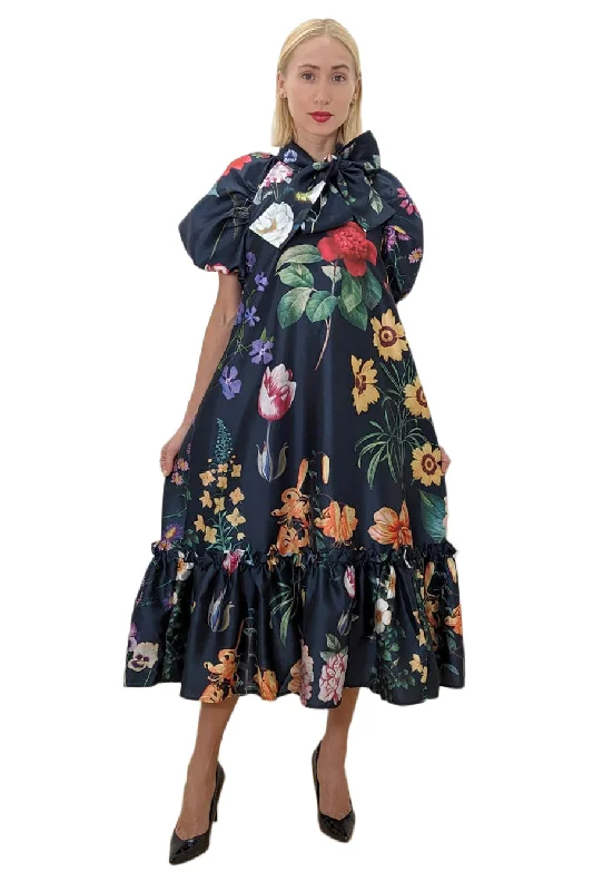 Puff Sleeve Floral Print Midi Dress Revolve midi dresses