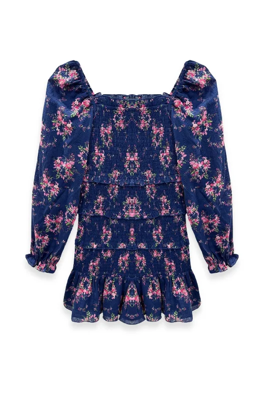 JUNIOR LAILA LONG SLEEVE PRINT DRESS Cotton floral dresses