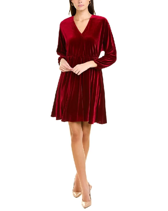 London Times V-Neck Velvet Mini Dress Flirty Mini Skirt