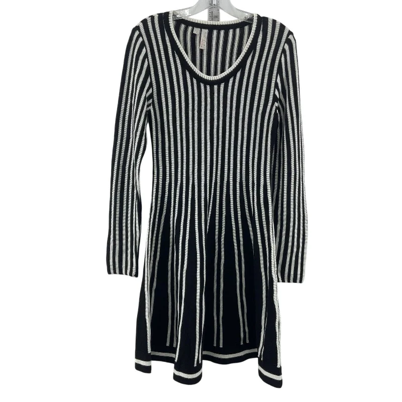 Body Flirt Black & White Striped Long Sleeve Skater Dress XS Women Preowned Long Floral Skirt