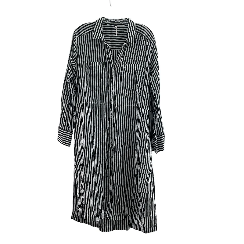 Free People Black & White Striped Women Long Shirt Dress Cotton, Size S Preowned Cozy Maxi Skirt