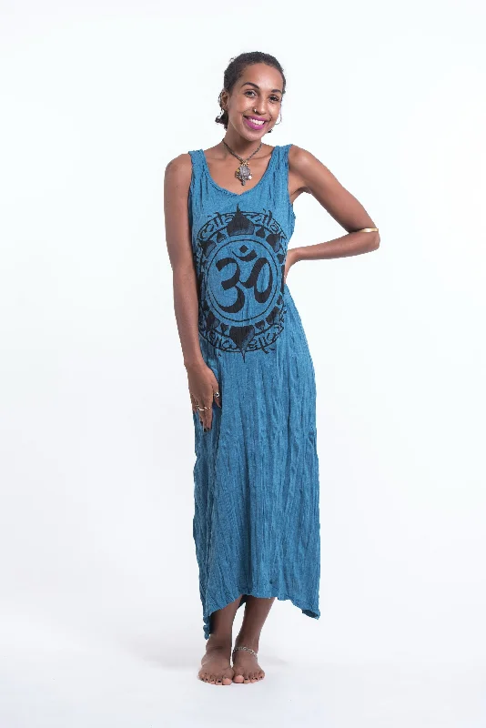 Womens Infinitee Om Long Tank Dress in Denim Blue Slim-fit Maxi Skirt