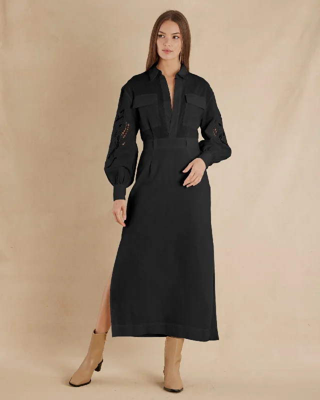 Alice Linen Utility Dress - Black Velvet unclassified dresses