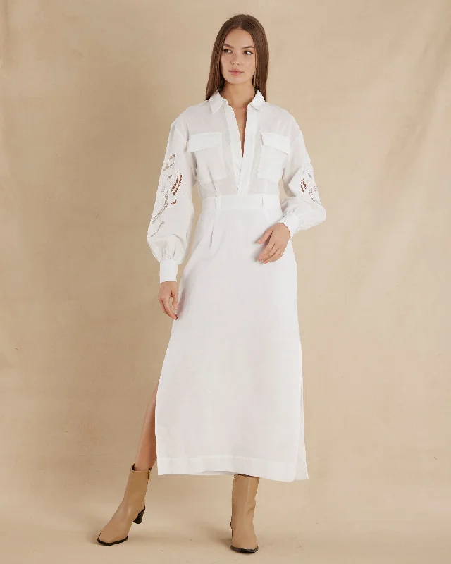 Alice Linen Utility Dress - White Lace unclassified dresses