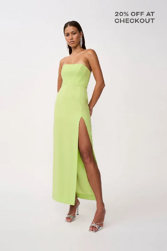 Brielle Bind Strapless Dress - Pear Green Halter unclassified dresses