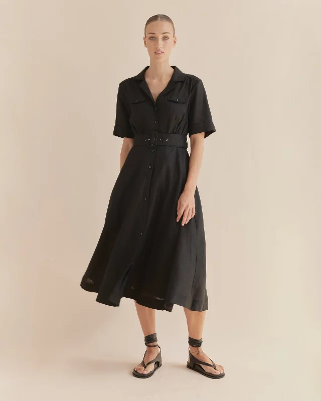 Cadence Linen Dress - Black Spring unclassified dresses